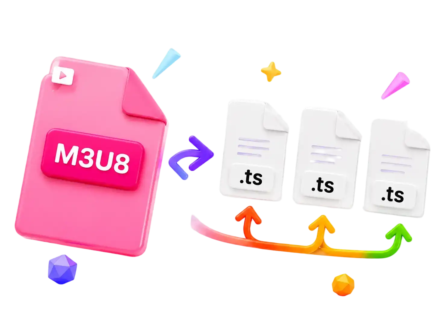 3D M3U8 playlist file and media segment illustration for HLS testing