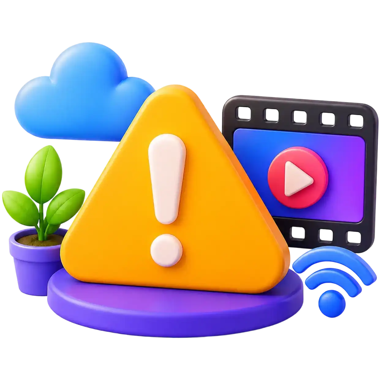 3D warning illustration for MP4 MIME type and browser playback limits